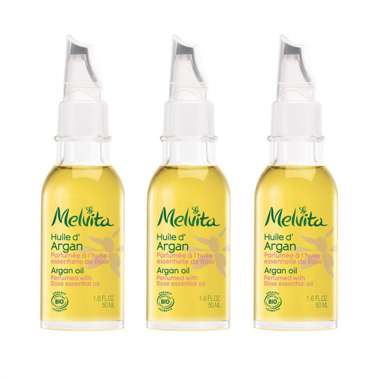 [メルヴィータ] アルガンオイル（ローズの香り付き）50ml 3本セット　 日本未発売品 [MELVITA] HUILE D'ARGAN PARFUMEE A LA ROSE