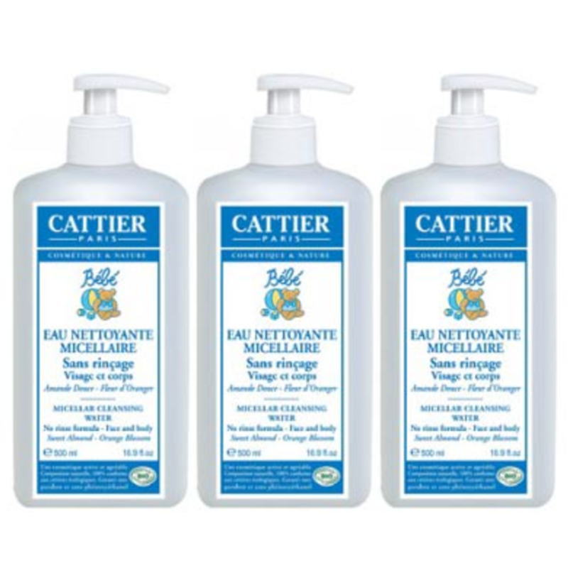 [カティエ]- ベベ クレンジングローションお得サイズ 500ml 3本セット -[CATTIER] BEBE EAU NETTOYANTE MICELLAIRE 500ml 3pc