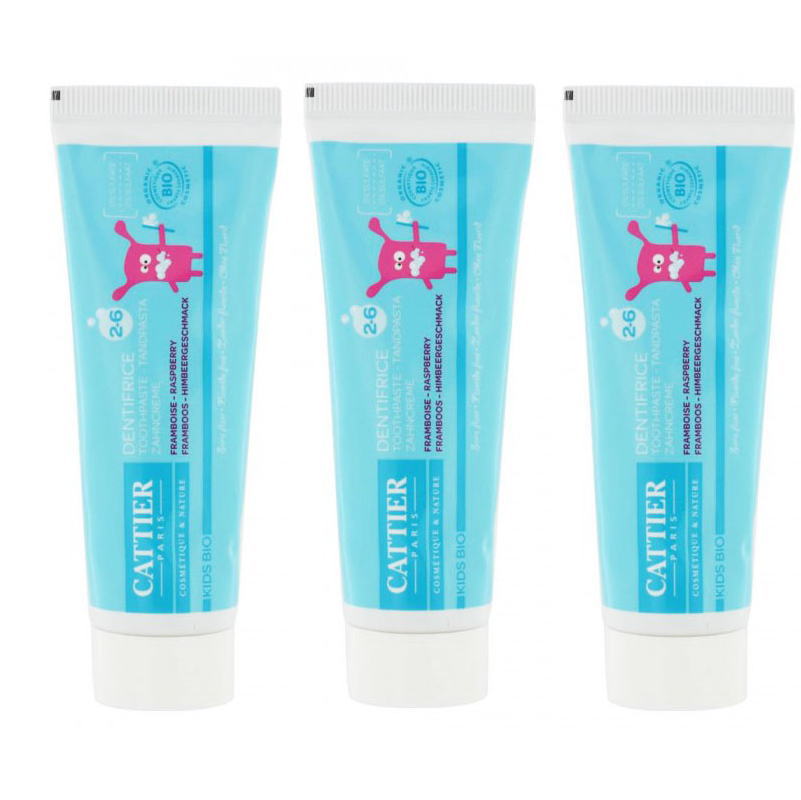 [カティエ]- こどもハミガキ ２～６才 50ml 3本セット -[CATTIER] KIDS BIO DENTIFRICE FRAMBOISE 2-6 ANS 50ml 3pc