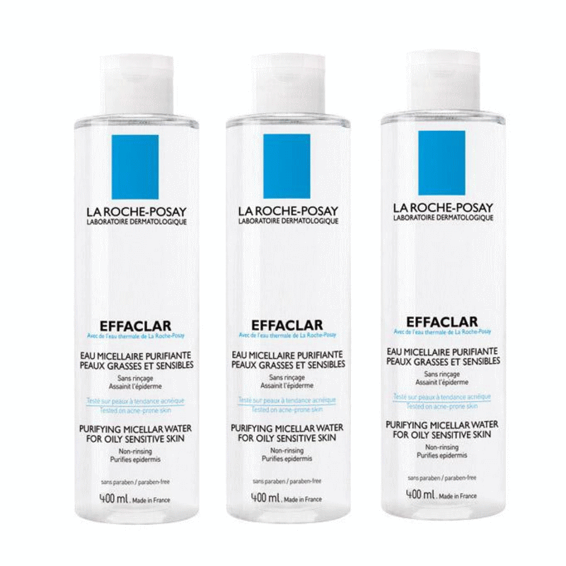 [ラロッシュポゼ]　エファクラ クレンジング ウォーター400ｍｌ　お徳用サイズ　3本セット [LA ROCHE POSAY]　EFFACLAR EAU MICELLAIRE PURIFIANTE PEAUX GRASSES ET SENSIBLES 混合肌、脂性肌