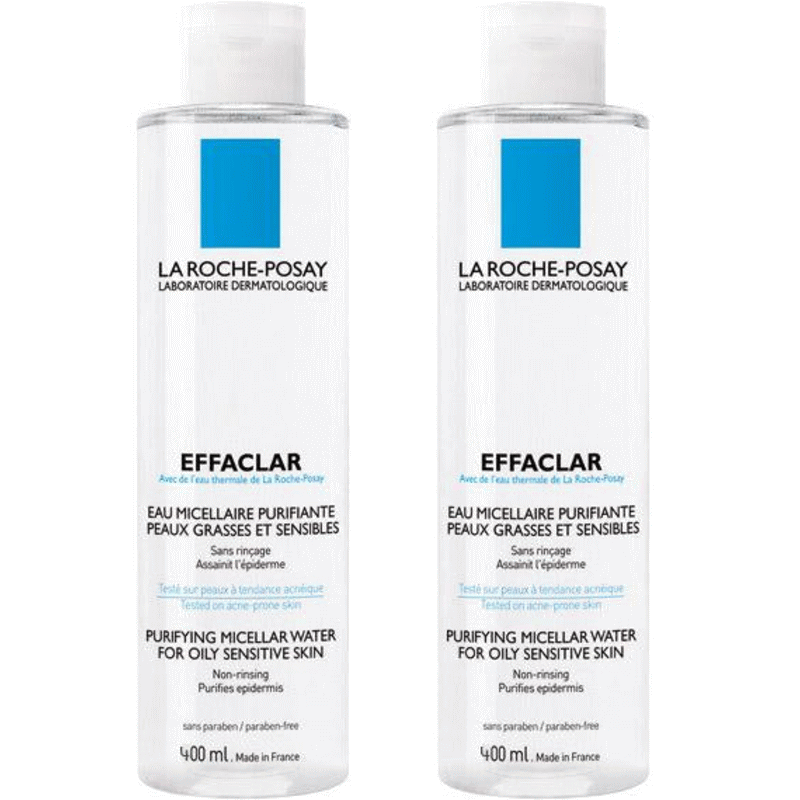 [ラロッシュポゼ]　エファクラ クレンジング ウォーター400ｍl　お徳用サイズ　2本セット [LA ROCHE POSAY]　EFFACLAR EAU MICELLAIRE PURIFIANTE PEAUX GRASSES ET SENSIBLES 400ｍl 2pc 脂性肌、敏感肌